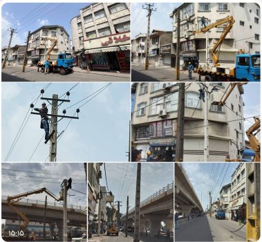 آغاز جابه‌جایی شبكه‌های توزیع برق جنب روگذر تازه‌تاسیس میدان نیروی دریایی با همكاری شهرداری رشت