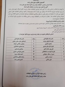 انتخابات هیات رئیسه جدید اتاق اصناف رشت برگزار میشود انتخابات هیات رئیسه جدید اتاق اصناف رشت برگزار میشود